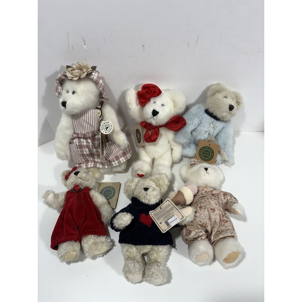 Boyds Lot 6 White Plush Bear Valerie Bearhugs Goodbear Erin Guinton Samuel Adams